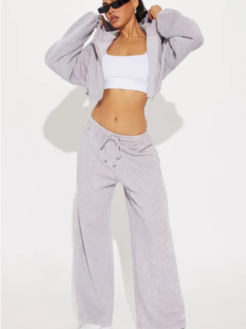 Fashion Nova On the Go Fleece Set in Heather Light Purple